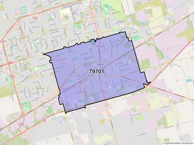 Map of ZIP Code 79701 — Midland, TX