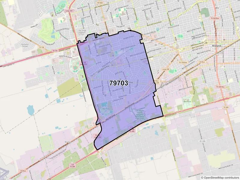 Map of ZIP Code 79703 — Midland, TX