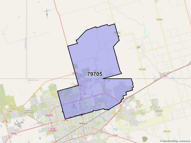 Map of ZIP Code 79705 — Midland, TX
