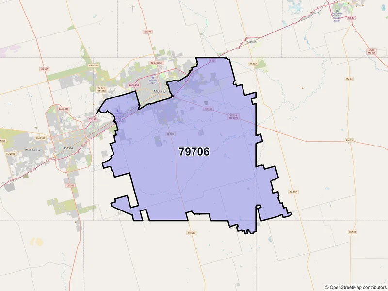 Map of ZIP Code 79706 — Midland, TX