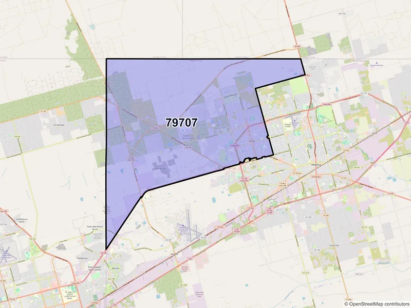 Map of ZIP Code 79707 — Midland, TX