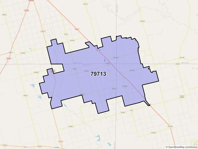 Map of ZIP Code 79713 — Ackerly, TX