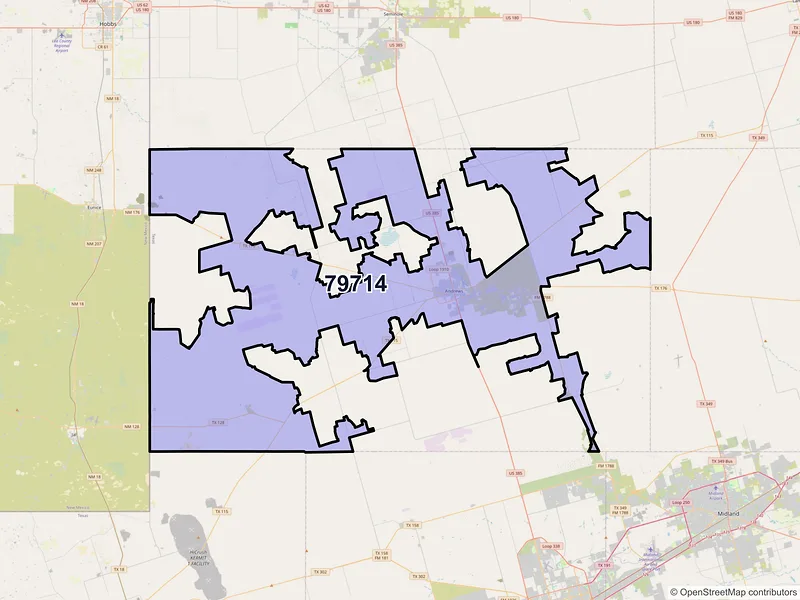 Map of ZIP Code 79714 — Andrews, TX