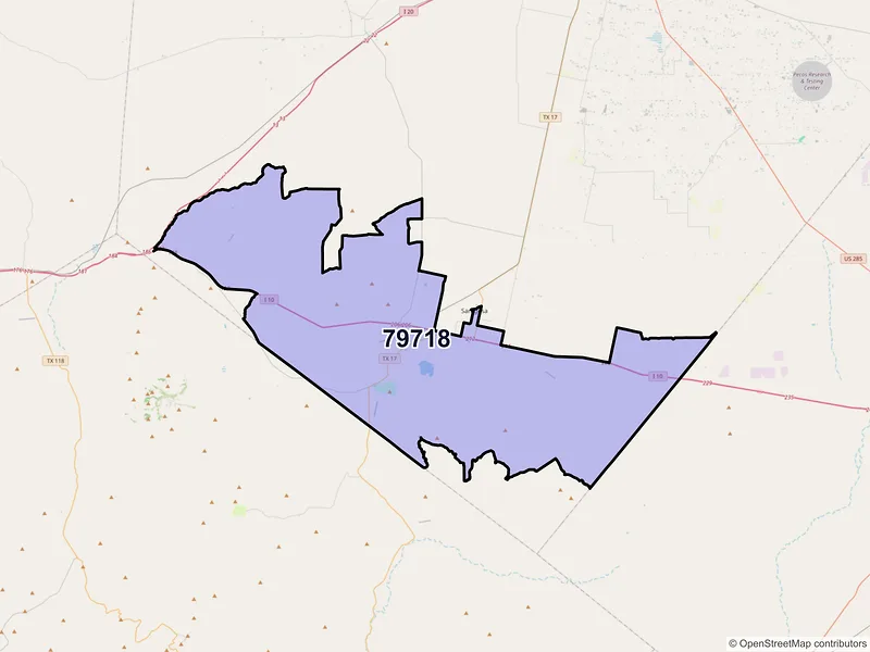 Map of Balmorhea, Texas and ZIP codes
