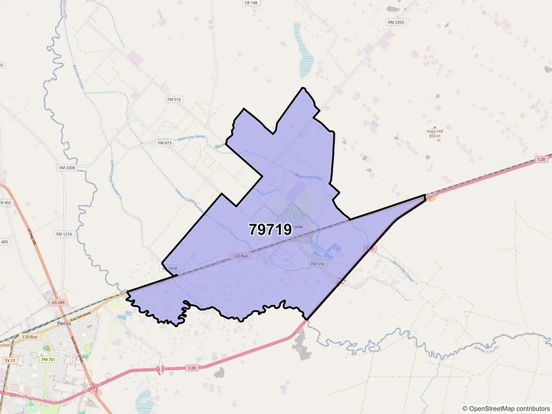 Map of Barstow, Texas and ZIP codes