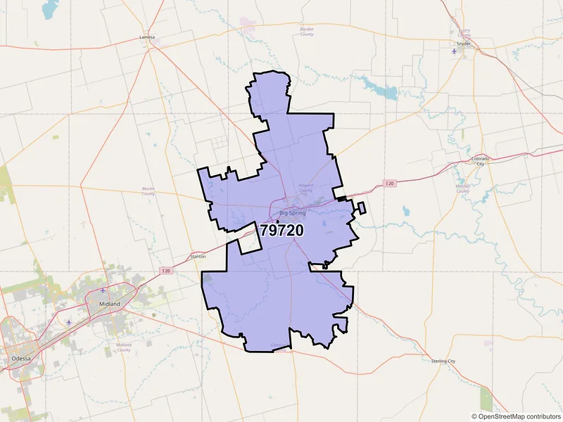 Map of ZIP Code 79720 — Big Spring, TX