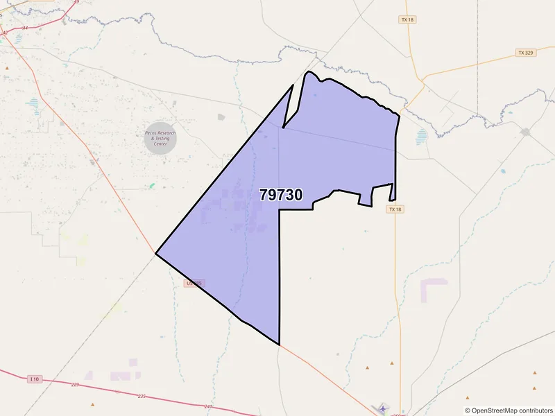 Map of Coyanosa, Texas and ZIP codes