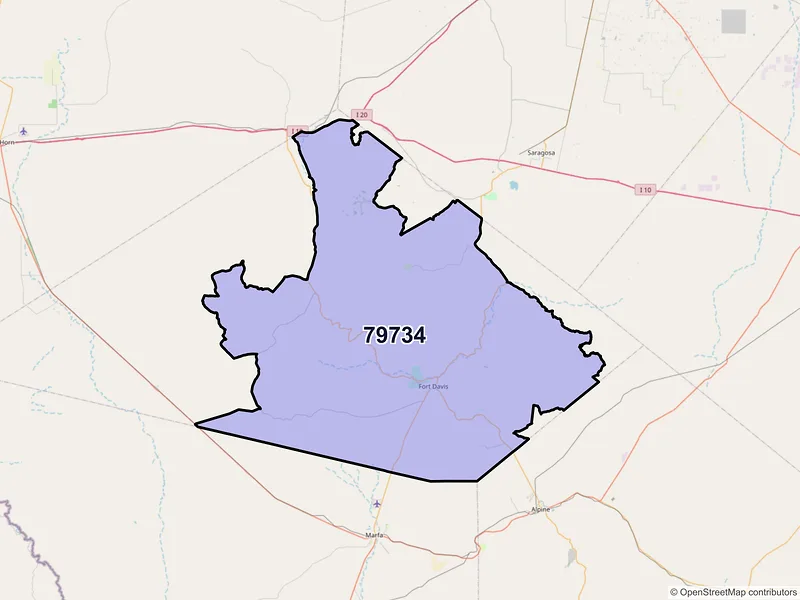 Map of ZIP Code 79734 — Fort Davis, TX