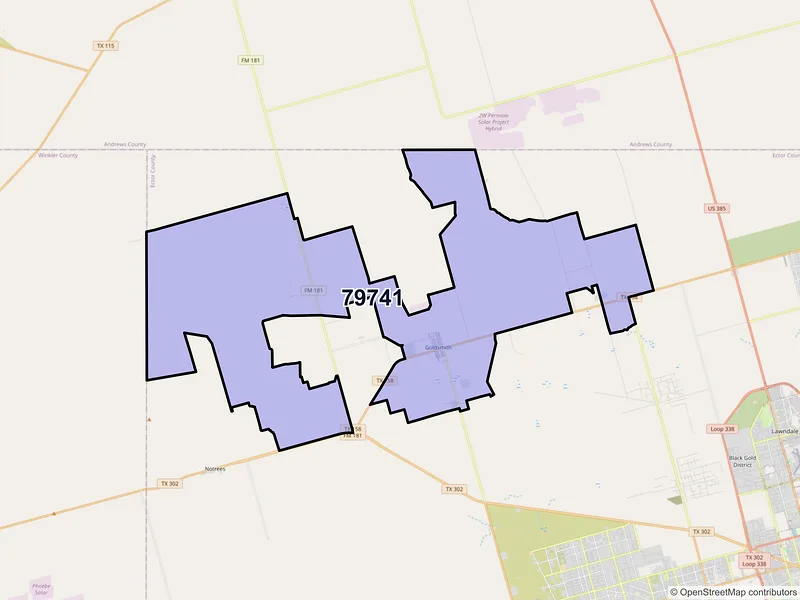 Map of ZIP Code 79741 — Goldsmith, TX