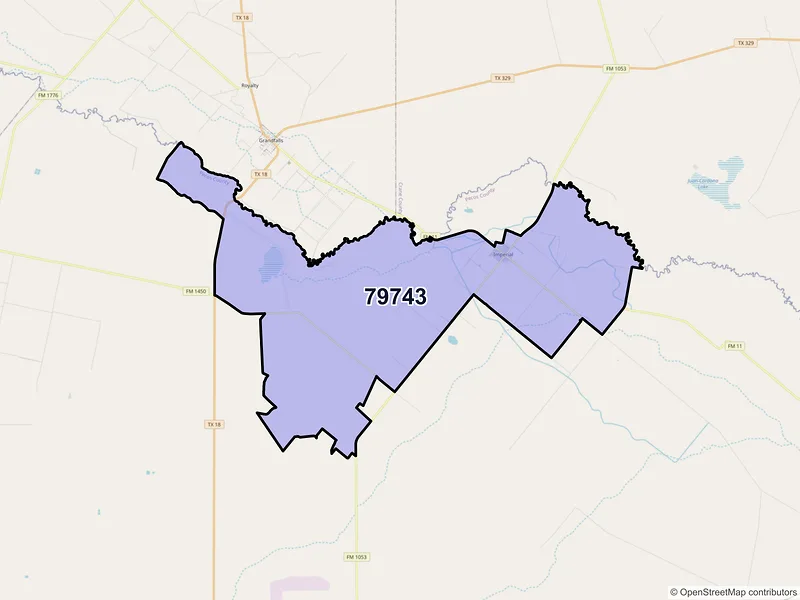 Map of Imperial, Texas and ZIP codes