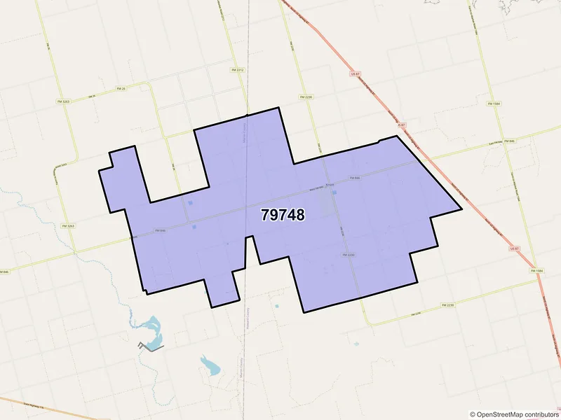 Map of ZIP Code 79748 — Knott, TX