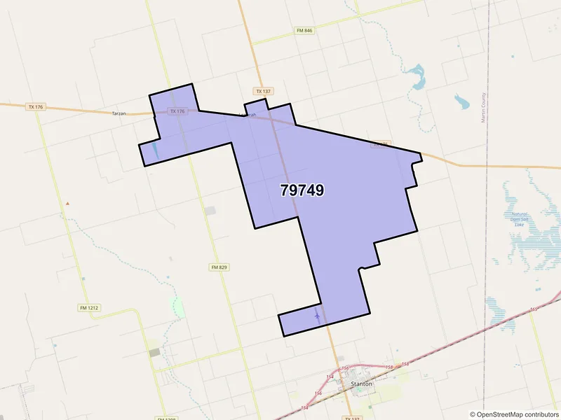 Map of ZIP Code 79749 — Lenorah, TX