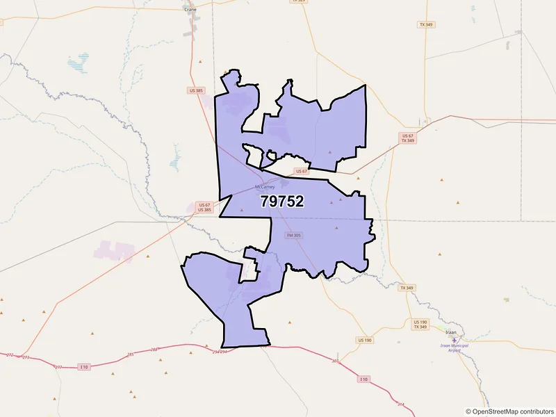 Map of ZIP Code 79752 — Mc Camey, TX