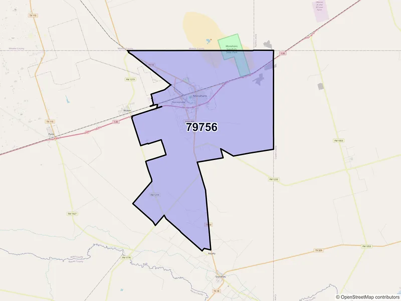 Map of ZIP Code 79756 — Monahans, TX