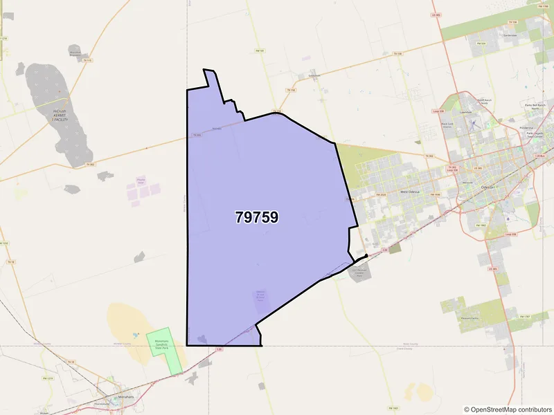 Map of Notrees, Texas and ZIP codes
