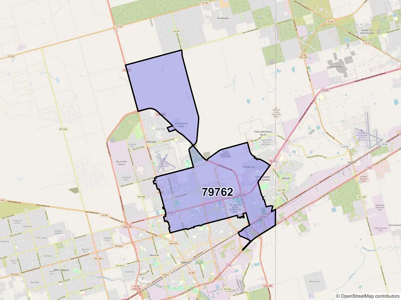 Map of ZIP Code 79762 — Odessa, TX