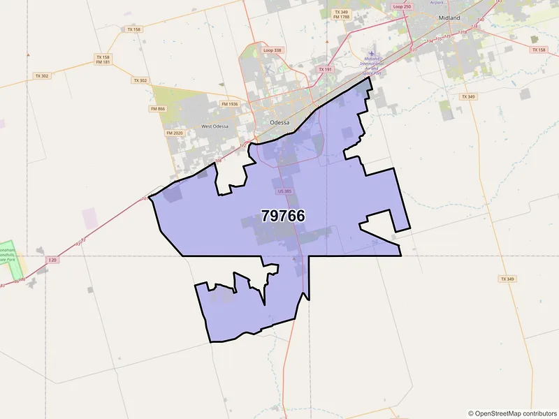 Map of ZIP Code 79766 — Odessa, TX
