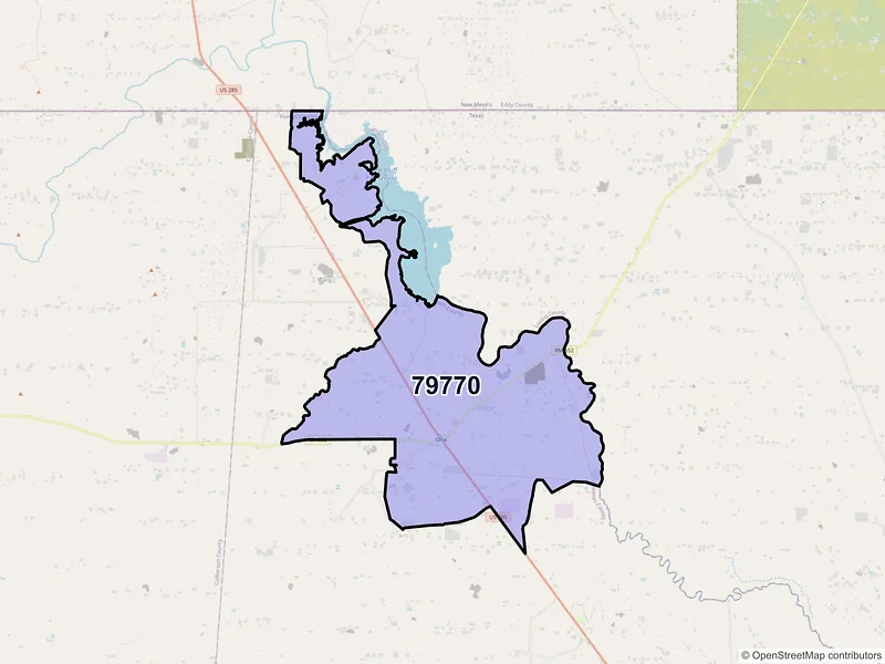 Map of Orla, Texas and ZIP codes
