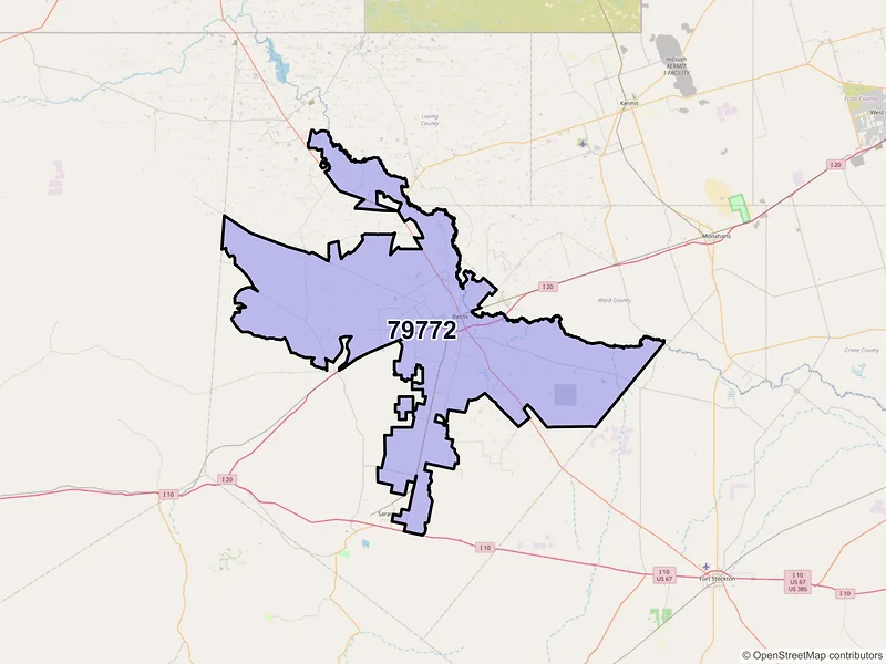 Map of ZIP Code 79772 — Pecos, TX