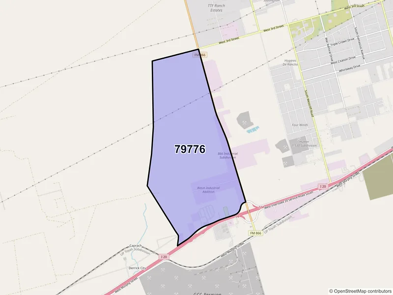 Map of Penwell, Texas and ZIP codes