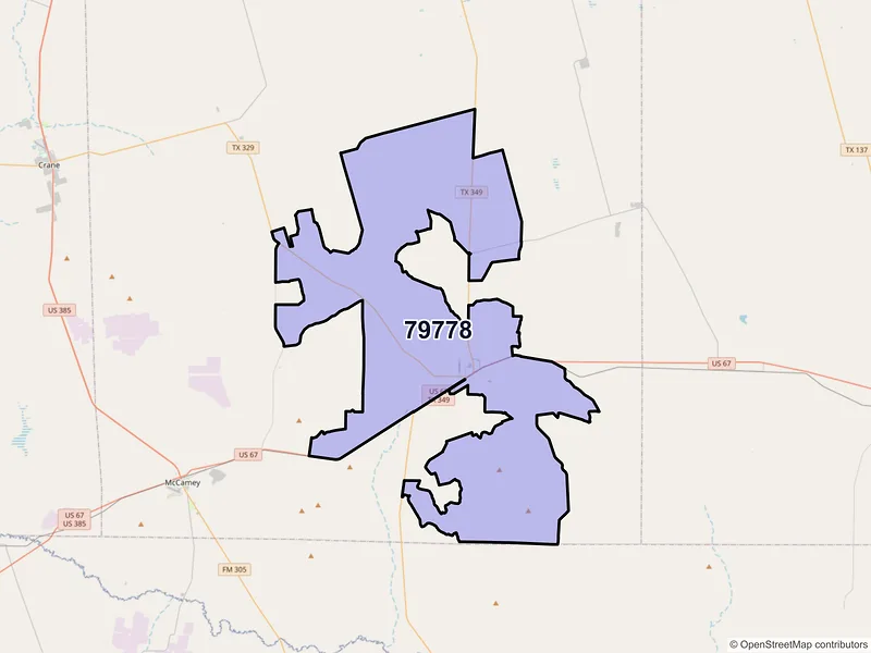 Map of Rankin, Texas and ZIP codes