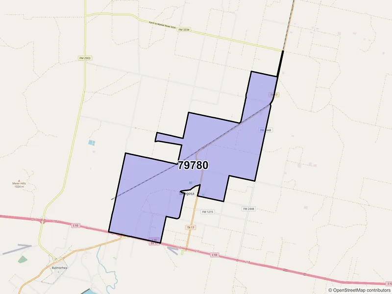 Map of Saragosa, Texas and ZIP codes