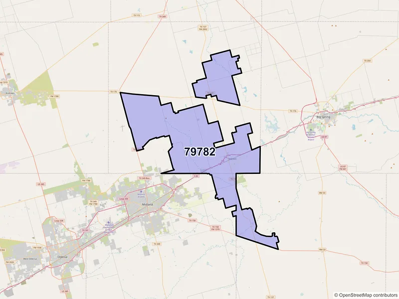 Map of Stanton, Texas and ZIP codes