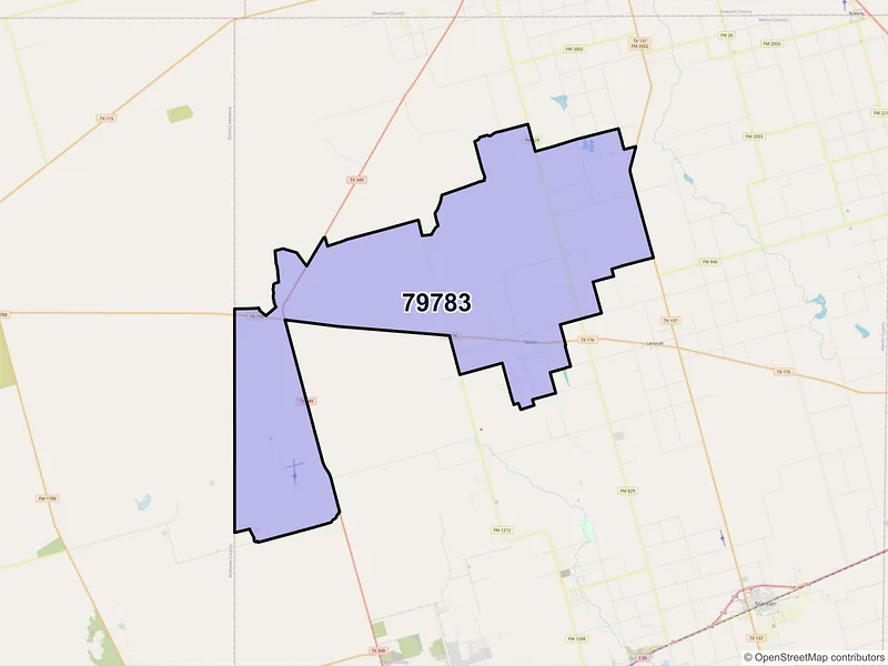 Map of ZIP Code 79783 — Tarzan, TX