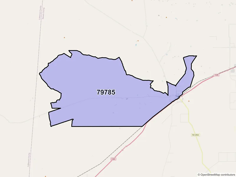 Map of Toyah, Texas and ZIP codes
