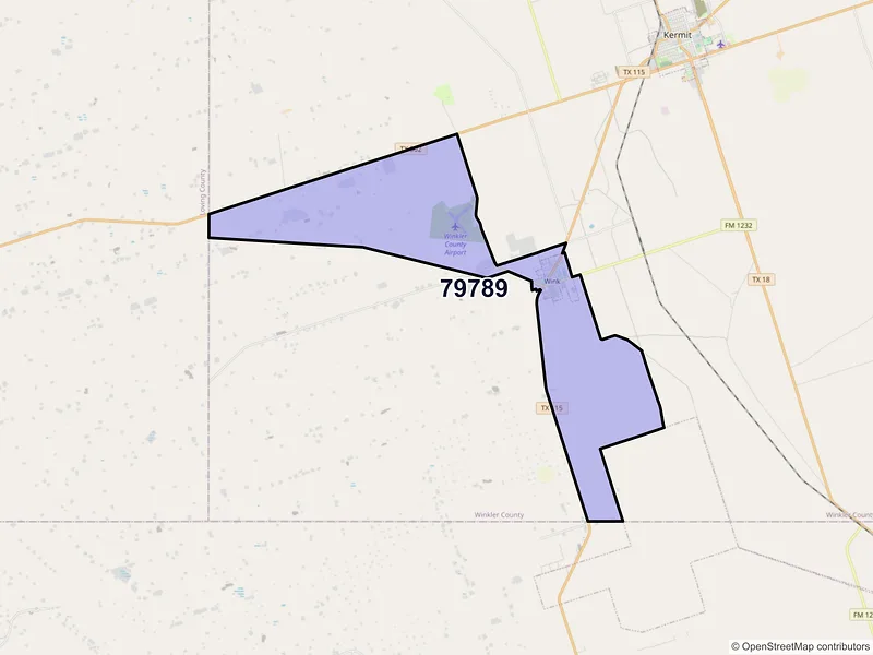 Map of Wink, Texas and ZIP codes