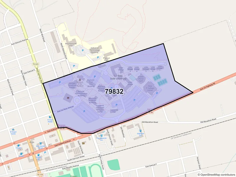 Map of ZIP Code 79832 — Alpine, TX