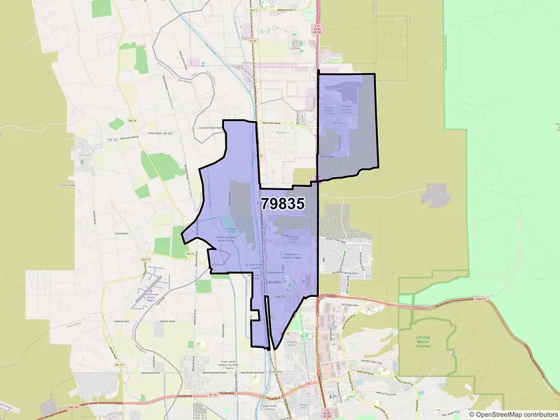 Map of ZIP Code 79835 — Canutillo, TX