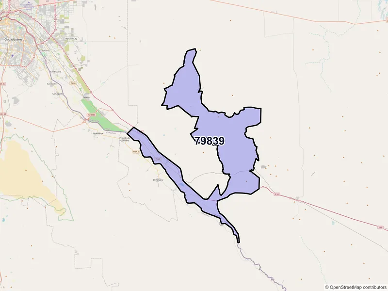 Map of ZIP Code 79839 — Fort Hancock, TX