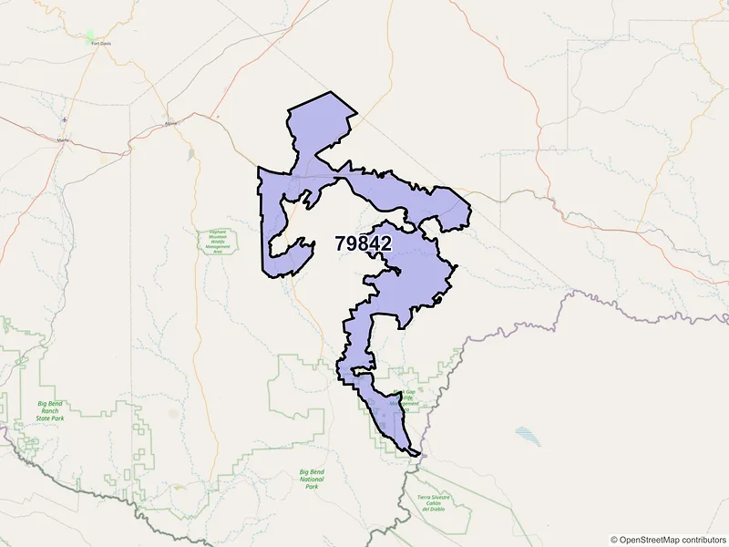 Map of Marathon, Texas and ZIP codes