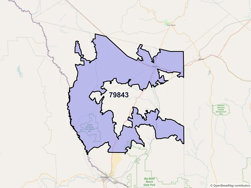 Map of ZIP Code 79843 — Marfa, TX