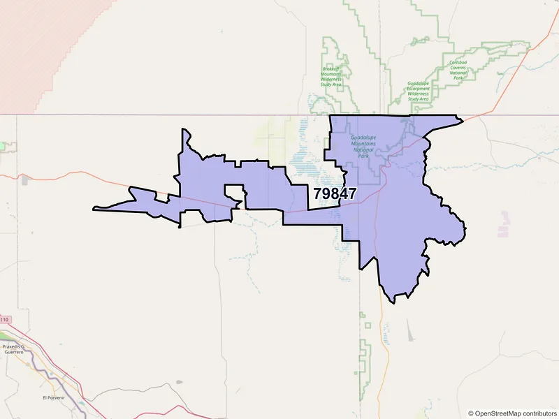 Map of ZIP Code 79847 — Salt Flat, TX