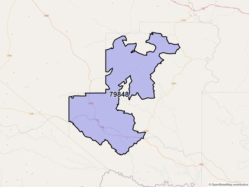 Map of Sanderson, Texas and ZIP codes
