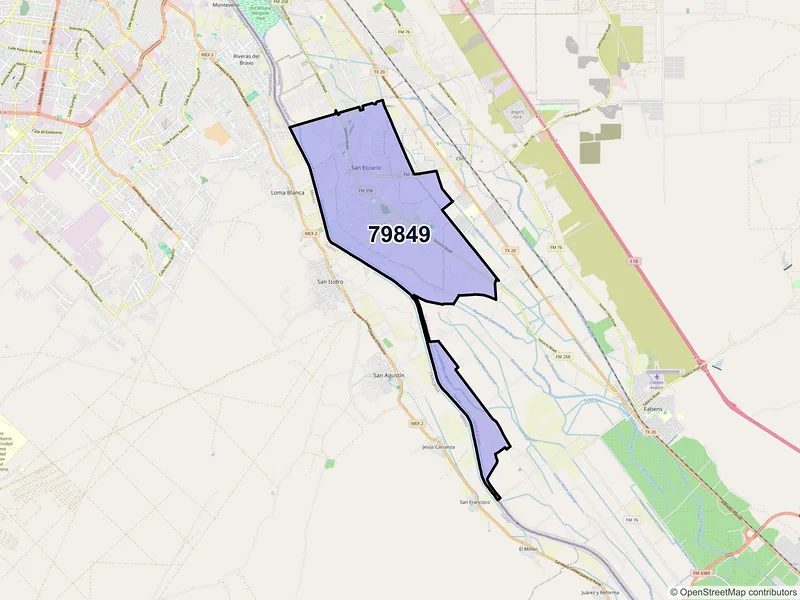 Map of ZIP Code 79849 — San Elizario, TX