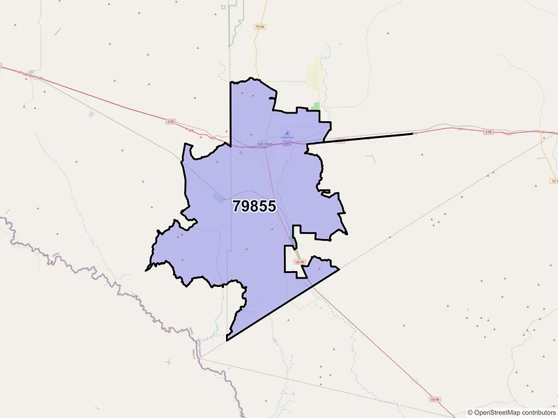 Map of Van Horn, Texas and ZIP codes