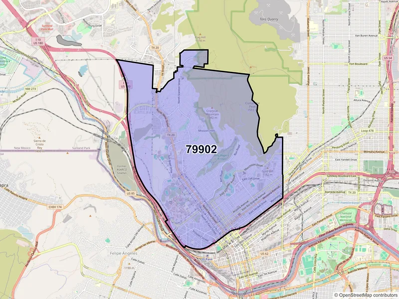 Map of ZIP Code 79902 — El Paso, TX