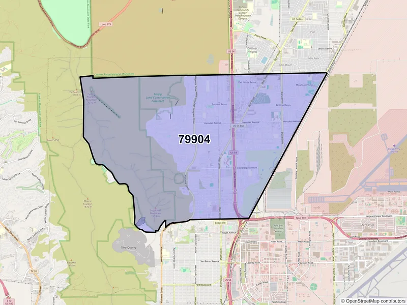 Map of ZIP Code 79904 — El Paso, TX