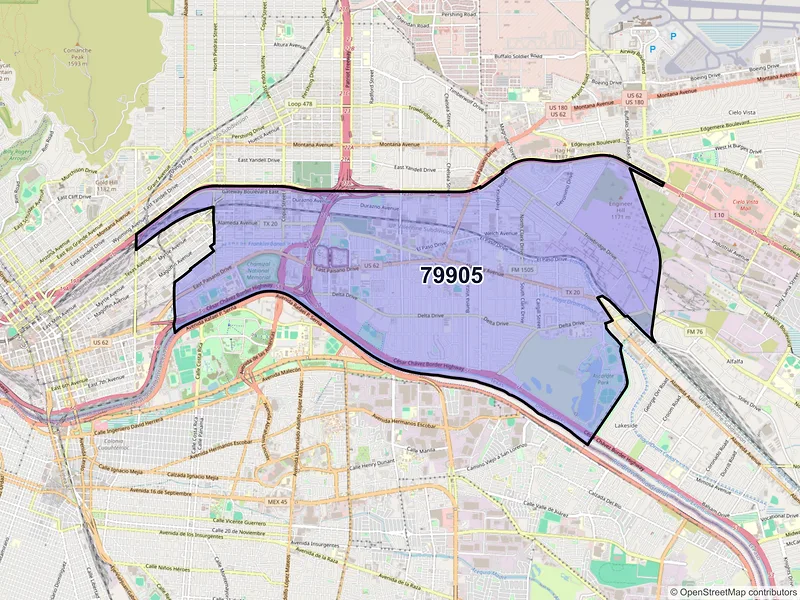 Map of ZIP Code 79905 — El Paso, TX