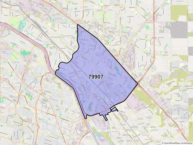 Map of ZIP Code 79907 — El Paso, TX