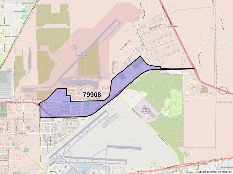 Map of ZIP Code 79908 — El Paso, TX