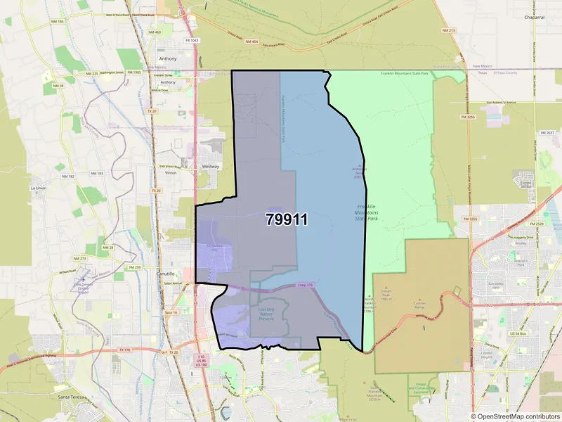 Map of ZIP Code 79911 — El Paso, TX