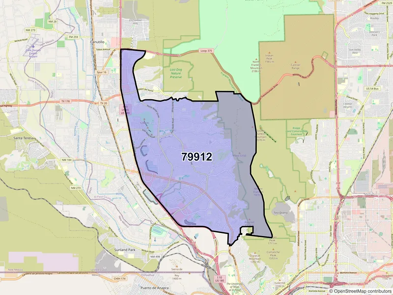 Map of ZIP Code 79912 — El Paso, TX