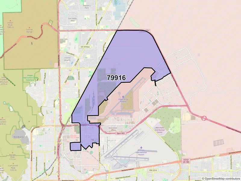 Map of ZIP Code 79916 — Fort Bliss, TX