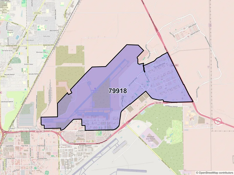 Map of ZIP Code 79918 — Fort Bliss, TX