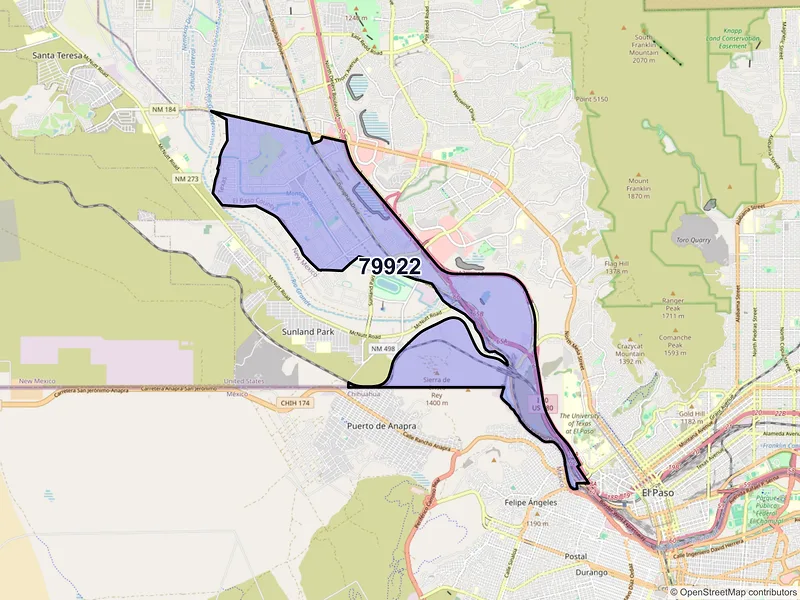 Map of ZIP Code 79922 — El Paso, TX
