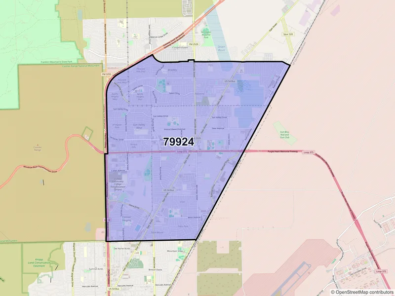 Map of ZIP Code 79924 — El Paso, TX